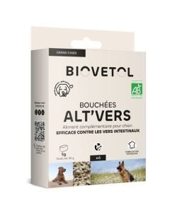 Bouchées Alt’vers antiparasitaires Grand Chien >15kgs BIO, 6 pièces